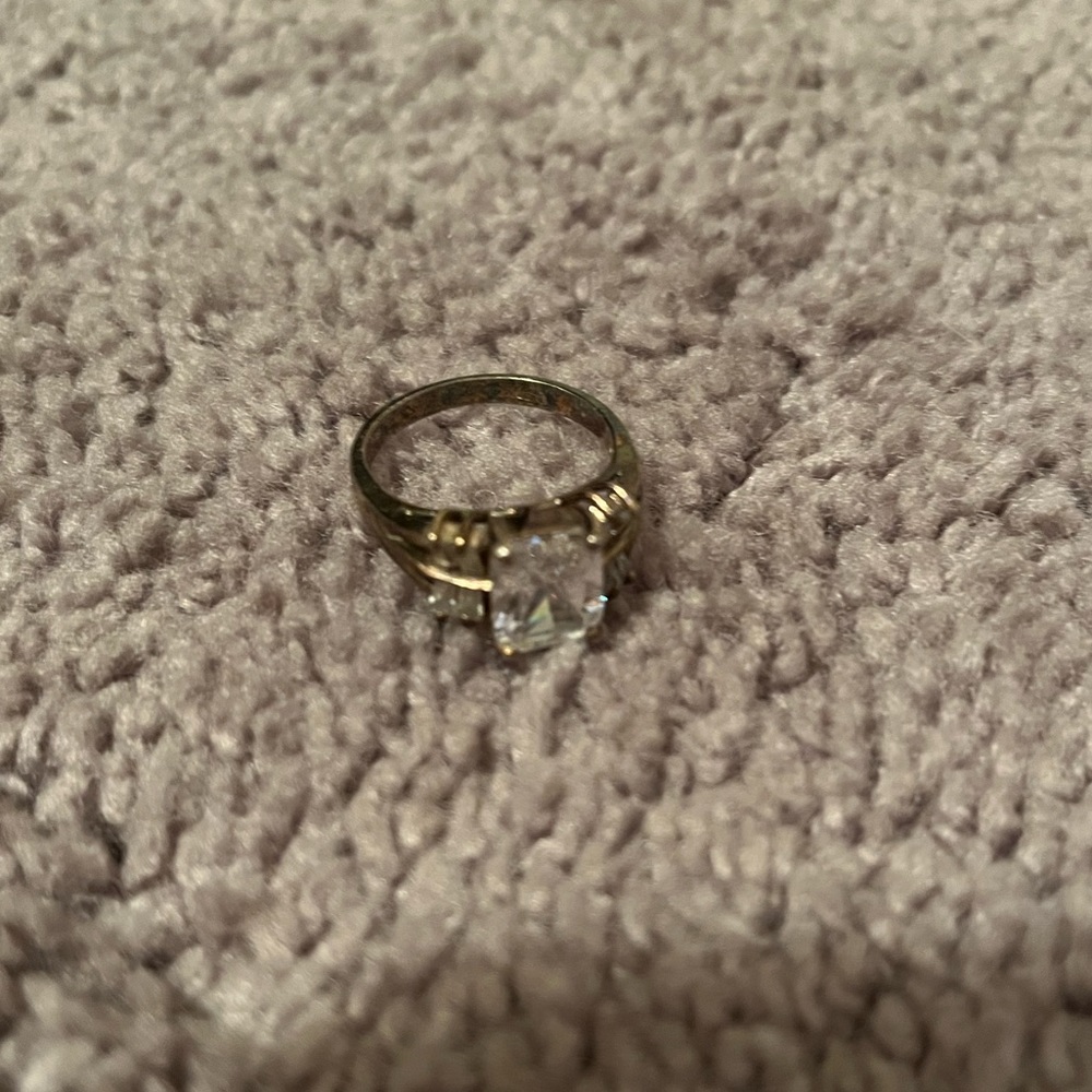 Silver and fake diamond ring